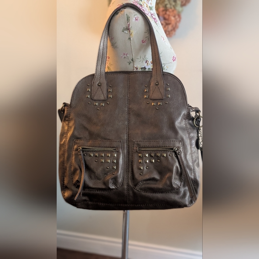 Nine West Dark Brown Studded Shoulder Bag‎